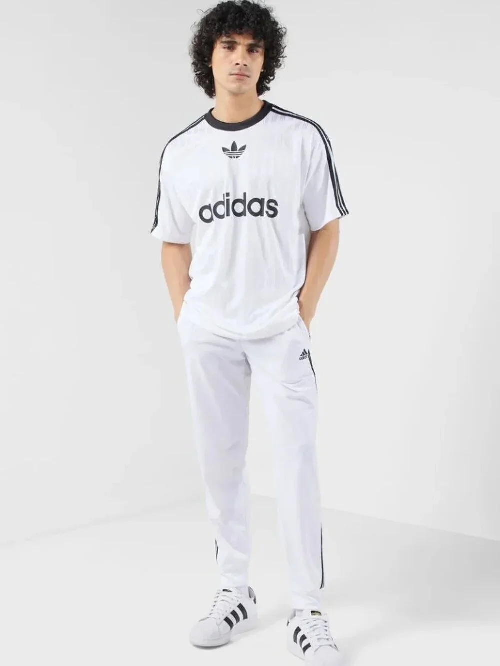 NWT adidas Essentials 3-Stripes Tricot Jogger Pants White Black Men's 2XL H46108